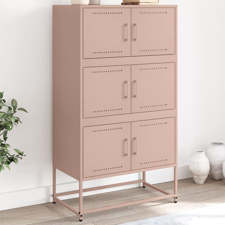 vidaXL Dressoir 68,5x38,5x123,5 cm staal roze, Huis en Inrichting, Kasten | Dressoirs, 25 tot 50 cm, Nieuw, 50 tot 100 cm, Metaal