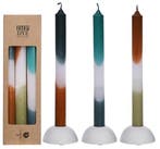 Kaarsen Dip Dye Petrol Olive 24 cm Ø2,5 set 3 stuks, Ophalen of Verzenden, Nieuw