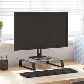 vidaXL Monitorstandaard 40x35x8 cm gehard glas en metaal, Verzenden, Nieuw