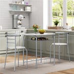 2dekans | Yaheetech Eethoek 3-Delig – Voorzien Van Opbergvak, Huis en Inrichting, Ophalen of Verzenden, Zo goed als nieuw, Wit