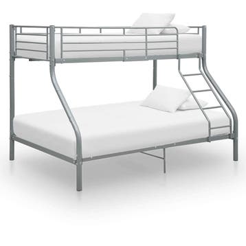 vidaXL Stapelbedframe metaal grijs 140x200 cm/90x200 cm, 90 cm, Eenpersoons, Verzenden, Nieuw