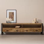 Tv-meubel Mangohout Britt 220 cm, Verzenden, Nieuw, Overige houtsoorten, Industriële meubels