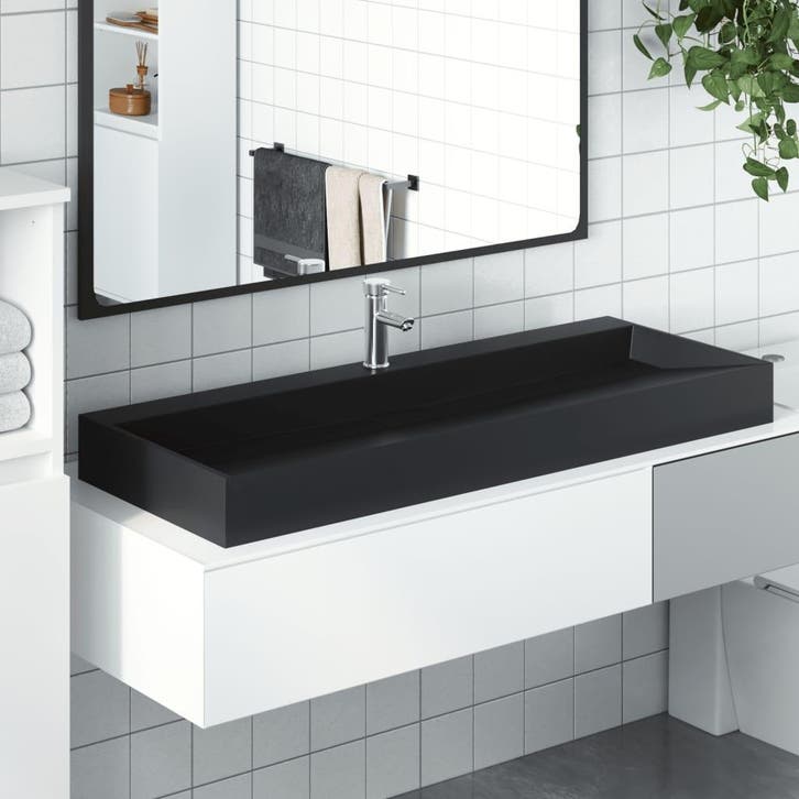 vidaXL Wastafel 120x46x11 cm gegoten mineraal/marmer, Doe-het-zelf en Verbouw, Sanitair, Nieuw, Verzenden