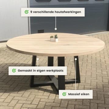 Eiken tafelblad - 4cm dik eiken - rond, Huis en Inrichting, Verzenden, Nieuw