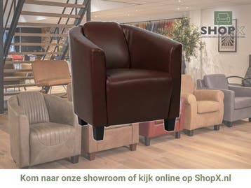 Leren fauteuil Press - Granada Cognac (donkercognac) -, Nieuw, Ophalen of Verzenden, Eigentijds, Klassiek, Retro, Romantisch, Vintage