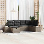 vidaXL Bankstel met kussen 7 pcs poly rattan, Verzenden, Nieuw, Rotan, 7 zitplaatsen