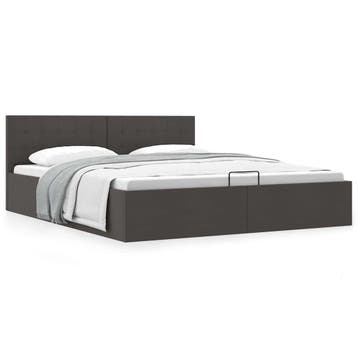 vidaXL Bedframe met hydraulische opslag stof donkergrijs, Eenpersoons, Verzenden, Nieuw, 80 cm