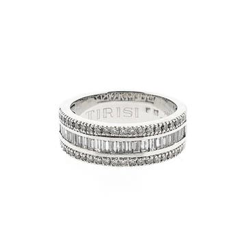 Witgouden Tirisi ring met diamanten; ca. 0,90 ct., Gebruikt, Ophalen of Verzenden, 17 tot 18, Met edelsteen