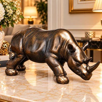Beeldje - Rustic Rhino Sculpture - Hars