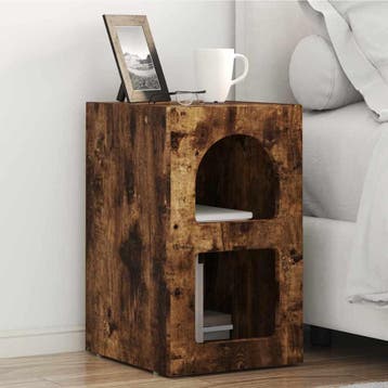 vidaXL Nachtkastje ELST Gerookt eiken 29,5 x 33,5 x 50 cm, Huis en Inrichting, Slaapkamer | Nachtkastjes, Minder dan 45 cm, Verzenden