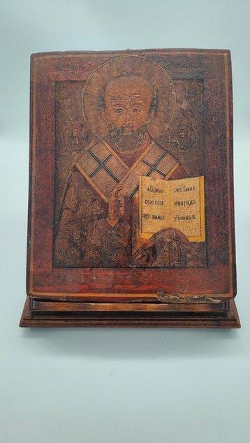 Icoon - Nikolaas de Wonderdoener - Hout, Antiek en Kunst