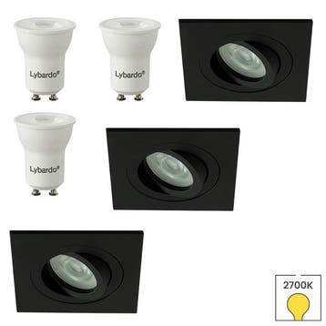 Set van 3 inbouwspots Vienna mini zwart + LED spots GU11, Verzenden, Nieuw, Overige typen