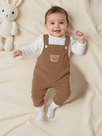 Corduroy Overalls Baby Jongen met Schattige Beer - Verstelba, Verzenden, Nieuw