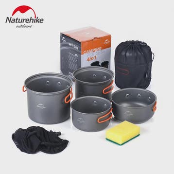 Naturehike 4-delige Camping Kookset Aluminium Outdoor Tafelg, Verzenden, Nieuw