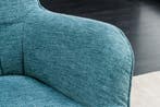 Moderne fauteuil SCANDINAVIA blauw getextureerde massief, Ophalen of Verzenden, Nieuw