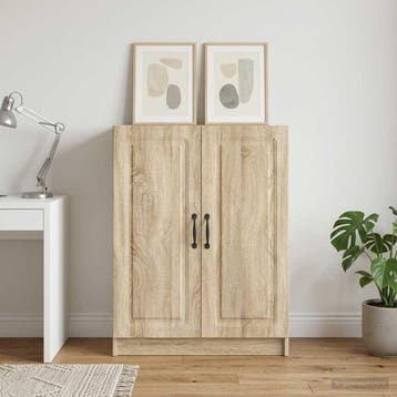 vidaXL Dressoir Sonoma Eiken 66 x 34,5 x 87 cm Bewerkt hout, Verzenden, Nieuw, Overige houtsoorten, Minder dan 50 cm