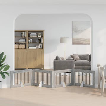 vidaXL Opvouwbaar hondenhek met standaards 4 st Grijs Sonoma, Dieren en Toebehoren, Honden-accessoires, Verzenden, Nieuw