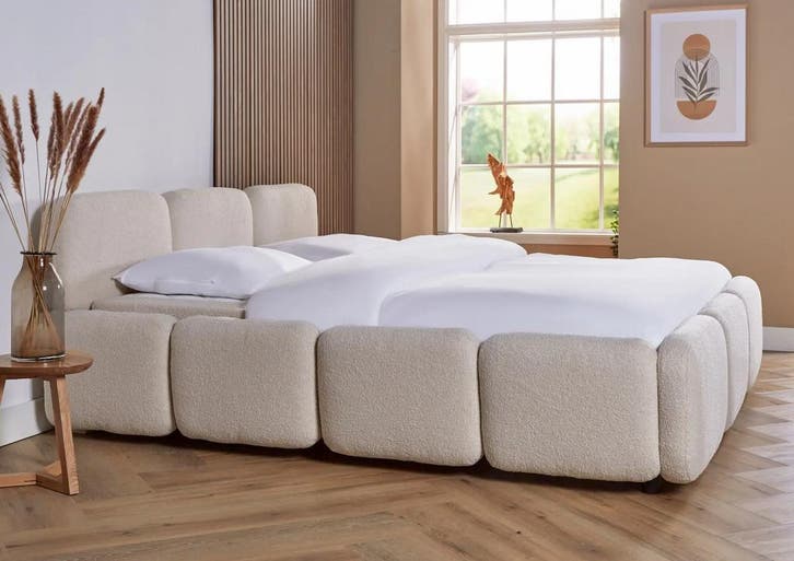 ACTIE! Bedframe Valencia 160 200 Beige, Huis en Inrichting, Slaapkamer | Boxsprings, 160 cm, 200 cm, Beige, Tweepersoons, Nieuw