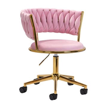 4Rico QS-GW01G Salonstoel & Bureaustoel Roze Fluweel – In, Huis en Inrichting, Tafels | Salontafels, Ophalen of Verzenden, Nieuw