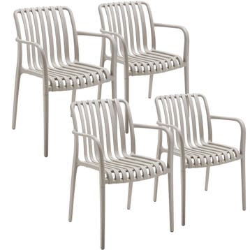 Tuinstoelen Alcudia, weerbestendig, stapelbaar - taupe, Set, Verzenden, Nieuw