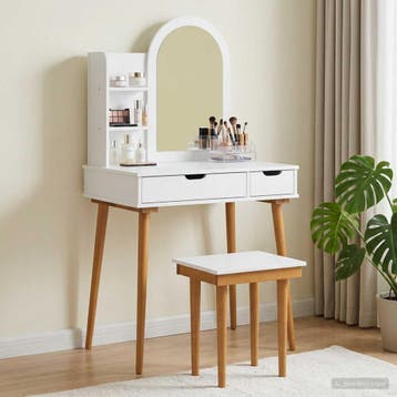 vidaXL Toilettafel Set FAUSKE 4 st Wit 76 x 50 x 143 cm, Verzenden, Nieuw