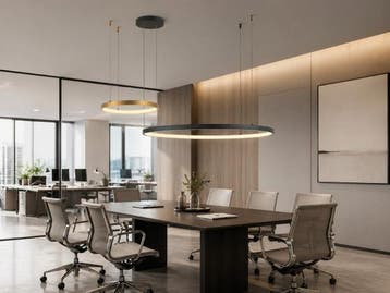 Veiling - Hanglamp Zand Zwart en Goud 80cm&40cm Duo Ring 50W, Huis en Inrichting, Nieuw