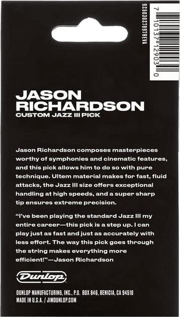 Jim Dunlop Jason Richardson Jazz III plectrum 1.38 mm 6-pack, Ophalen of Verzenden, Nieuw, Elektrische gitaar