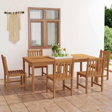 vidaXL 7-delige tuinset 200x100 cm massief teakhout, Verzenden, Nieuw, Hout, Tuinset