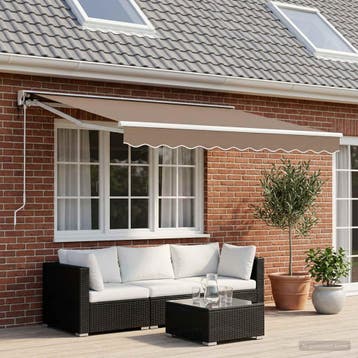 vidaXL Elektrisch Uittrekbaar Zonnescherm Taupe 4,5 × 3 m, Verzenden, Nieuw