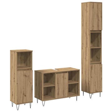 vidaXL Badkamermeubelset 3 st Artisan Eiken 30 x 30 x 180 cm, Verzenden, Nieuw, Overige typen
