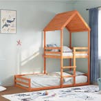 vidaXL Kinderbed met huisje massief grenenhout wasbruin, Huis en Inrichting, Slaapkamer | Bedden, 90 cm, Eenpersoons, Bruin, Verzenden