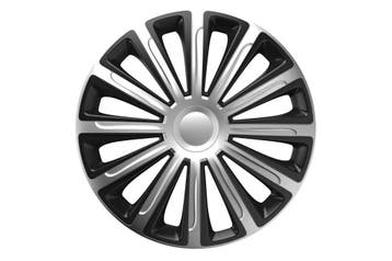 4-Delige Wieldoppenset Trend 16-inch - Zilver/Zwart, Auto diversen, Wieldoppen, Ophalen of Verzenden, Nieuw