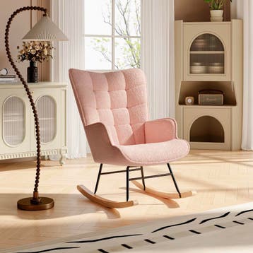 Nieuw Luxe Roze Fluwelen Schommelstoel – Stijlvolle Fauteuil, Huis en Inrichting, Stoelen, Hout, Overige kleuren, Verzenden, Nieuw