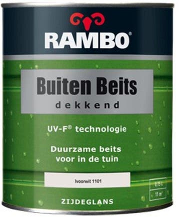 RAMBO Buitenbeits Dekkend - Ivoorwit 1101 - 0,75 liter, Wit, Nieuw, Beits, Ophalen of Verzenden