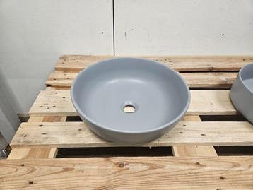 Waskom 41 x 13 cm mat licht grijs keramiek, Ophalen of Verzenden, Nieuw, Bad