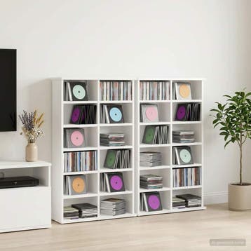 vidaXL CD Kast 2 st Wit 60 x 17 x 92 cm Bewerkt hout, Huis en Inrichting, Verzenden, Nieuw