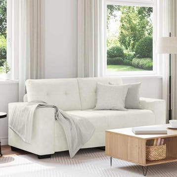 vidaXL Loveseat Sofa Crème 180x77x82 cm Fluweel, Verzenden, Nieuw, Stof, Minder dan 150 cm