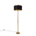 Moderne vloerlamp goud met kap zwart met goud - Simplo, Huis en Inrichting, Lampen | Vloerlampen, Verzenden, Nieuw, Modern