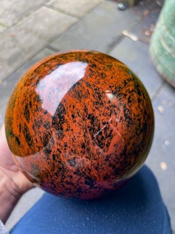 Fine Mahogany Obsidian Sphere Bol - Hoogte: 15.6 cm -