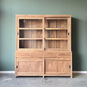 Moderne teak kast met schuifdeur Groningen -  140 cm, Ophalen of Verzenden, Nieuw