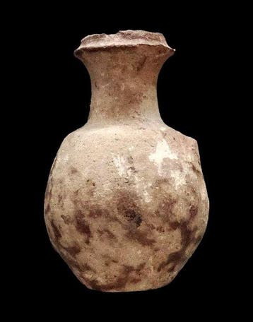 Oud-Egyptisch Terracotta Egyptische bolvormige vaas -