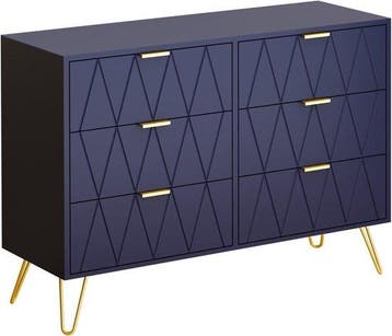 Commode - Dressoir - Ladekast - 100x34x73 cm - Marineblauw -, Verzenden, Zo goed als nieuw