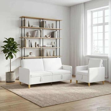 vidaXL Bankenset met opbergruimte 2 st 4-zits Wit 172 x 78 x, Verzenden, Nieuw, Kunststof, Minder dan 150 cm