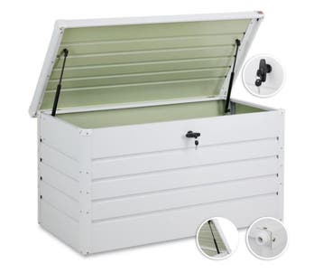 Tuinbox Kussenbox Lichtgrijs 385L metaal afsluitbaar, Verzenden, Nieuw
