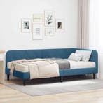 vidaXL Hoekbedframe Blauw 100 x 200 cm Fluweel, Verzenden, Nieuw, Blauw, Stof