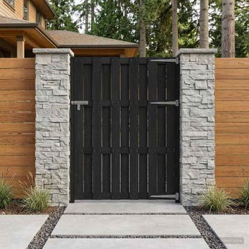 vidaXL Tuinpoort 100 x 150 cm WPC en Aluminium Zwart, Tuin en Terras, Verzenden, Nieuw