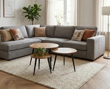 Salontafel Milo set van 3 rond mangohout - Naturel, Ophalen of Verzenden, Nieuw