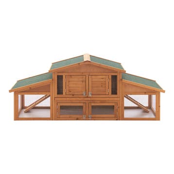 [en.casa] Konijnenhok Schmitten 72x180x62 cm houtkleurig, Dieren en Toebehoren, Verzenden, Nieuw