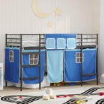 vidaXL Loftbedframe voor Kinderen met Gordijnen Zwart en, Verzenden, Nieuw, Zwart, Metaal