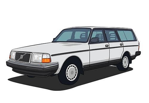 Poster Volvo 245 wit, Auto diversen, Auto-accessoires, Ophalen of Verzenden